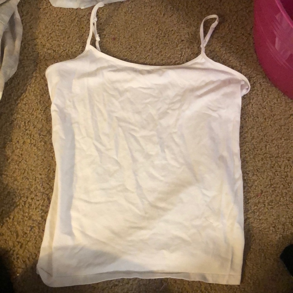 ‘So’ brand white spaghetti strap cami, scoop neck